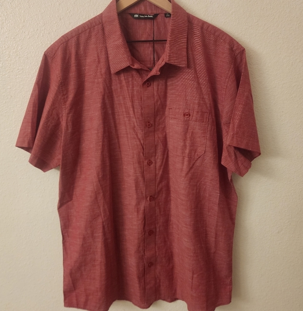 NWT Travis Mathew Rio Red Studebaker Button Up Shirt Mens XXL